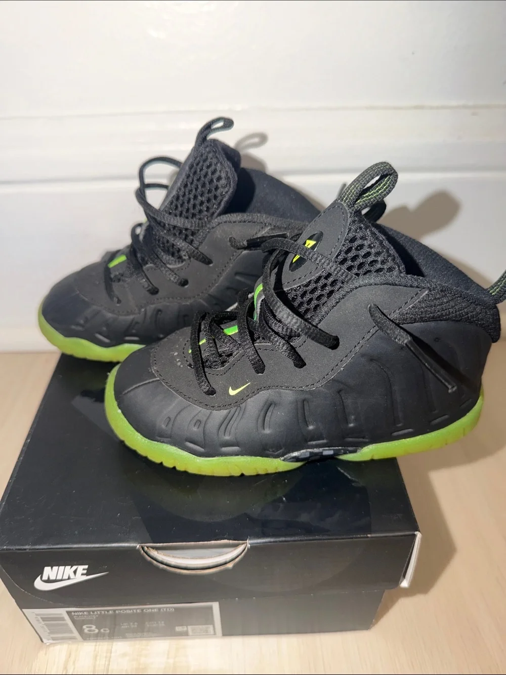 Nike Little Posite One Black/Volt (Black & Neon Green)